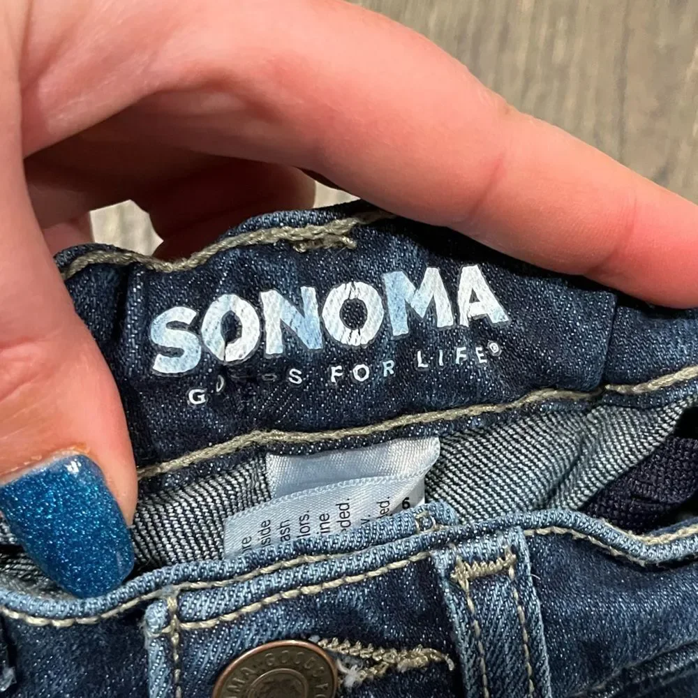Sonoma Boys Straight Jeans Adjustable Waist Slim Fit Denim Dark Wash Size 10S